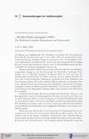 IV. Veranstaltungen im Jubiläumsjahr