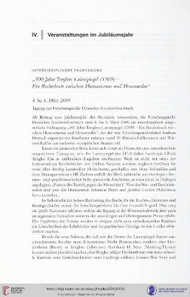 IV. Veranstaltungen im Jubiläumsjahr
