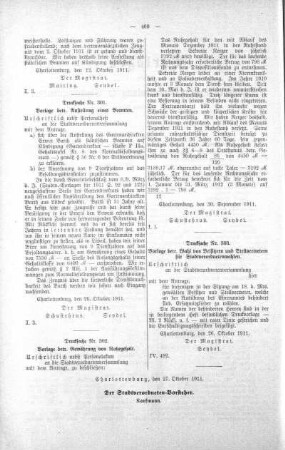 In nicht öffentlicher Sitzung (301,302,303), 01. November 1911