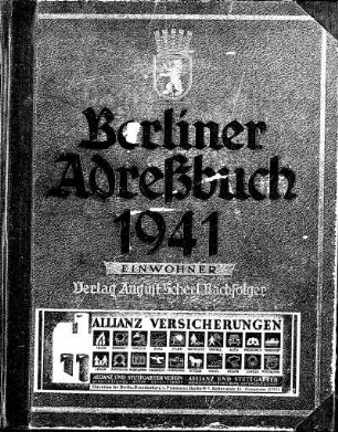 Berliner Adreßbuch 1941 Einwohner