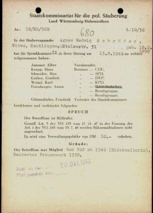 Schröder, Agnes Hedwig