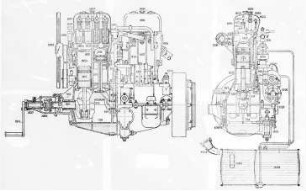Daimler-Motor für Lastwagen, Schema : Technikgeschichte | Maschinenbau | Verkehrswesen | Autowesen