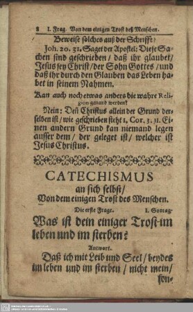 Catechismus an sich selbst, Von dem einigen Trost des Menschen