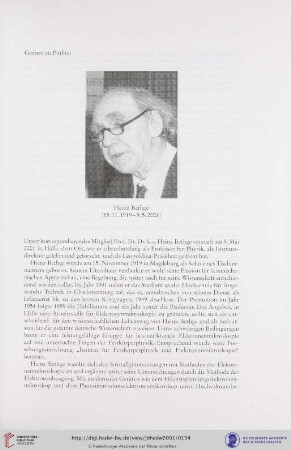 Heinz Bethge (15.11.1919 - 9.5.2001)