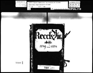 Alte Aufschrift: "Receß-Buch [Rezessbuch]"