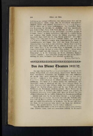 Von den Wiener Theatern 1911/12