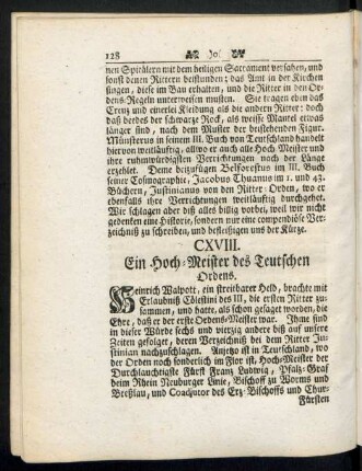 CXVIII. Ein Hoch-Meister des Teutschen Ordens.