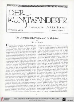 5/6: Die "Rembrandt-Forschung" in Gefahr?