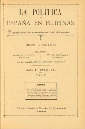 Núm. 14. 18 Agosto 1891