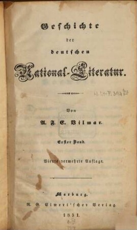 Geschichte der deutschen Nationalliteratur, 1