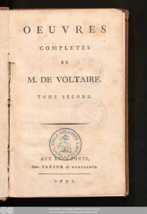 Tome Second = Theatre Complet, Tome Second: Contenant Zaire, Adelaide Du Guesclin, Amelie, ou Le Duc De Foix, La Mort De Cesar, Alzire, ou Les Americains