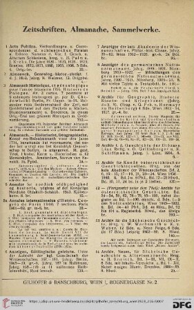 Zeitschriften, Almanache, Sammelwerke (Nr. 1 - 129)