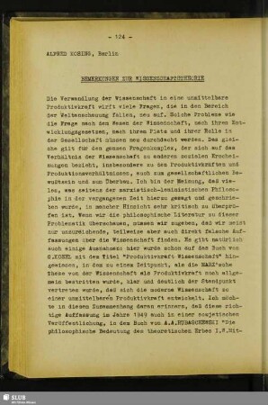 Bemerkungen Zur Wissenschaftstheorie