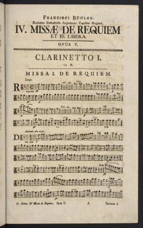 1-3, Missa I. De Requiem - Clarinetto I.