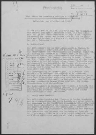 Emmingen-Pfrondorf: Visitationsbericht mit Pfarrbericht 1963