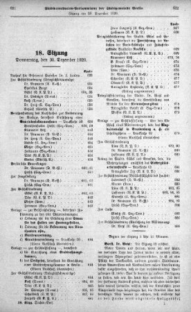 Sitzung 18, 30. Dezember 1920