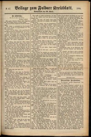 Zweite Ausgabe vom Samstag, den 22. April 1899.