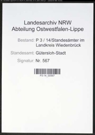 Heiratsregister Standesamt Gütersloh-Stadt