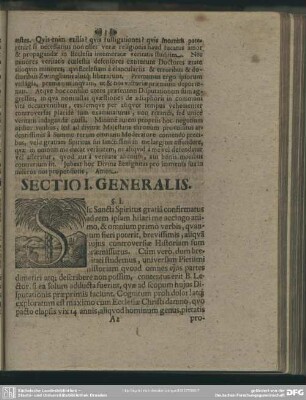 Sectio I. Generalis