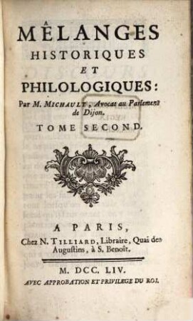 Mêlanges Historiques Et Philologiques, 2