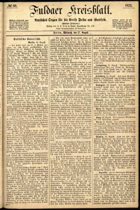 Ausgabe vom Mittwoch, den 27. August 1873.