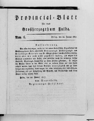 Num. 6, Ausgabe vom 24. Januar 1817
