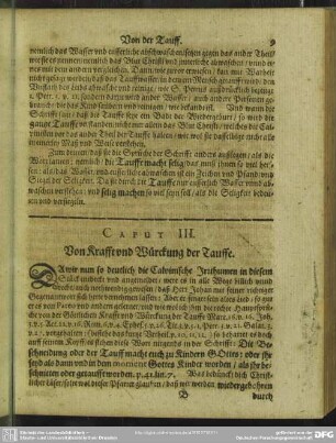 Caput III. Von Krafft und Würckung der Tauffe