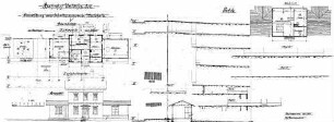 Unterhausen: Nebengeb.Einr.Schalterraum in Wartehalle Grundriß EG,DG,Längsansicht Straßenseite