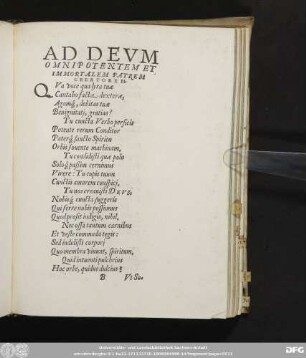 Ad Deum Omnipotentem Et Immortalem Patrem Creatorem.