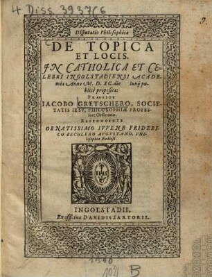 Disputatio Philosophica De Topica Et Locis