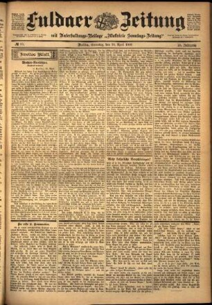 Zweite Ausgabe vom Samstag, den 16. April 1898.