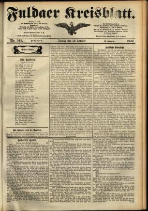 Erste Ausgabe vom Freitag, den 22. Oktober 1909.
