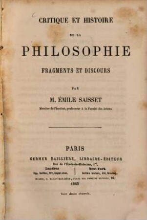 Critique & histoire de la philosophie Fragments & discours