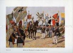 Uniformdarstellung, Fahnen der Infanterie und Standarten der Kavallerie, Deutsches Kaiserreich, um 1913.