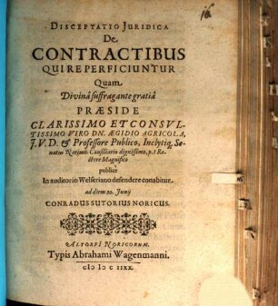 Disceptatio iur. de contractibus qui re perficiuntur