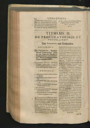 Titulus II. De Procuratoribus Et Postulando. Von Procuratoren und Vorsprachen.