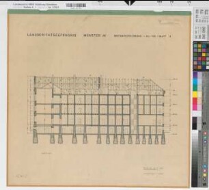 Münster (Münster) Landgerichtsgefängnis Blatt 8 Schnitt 1957 1 : 100 61 x 64 Zeichnung Staatshochbauamt Münster