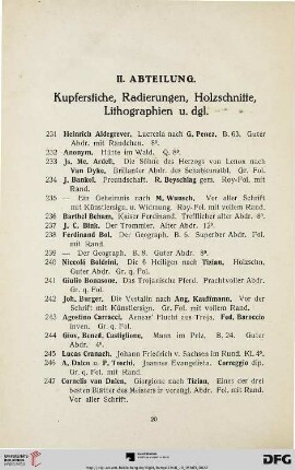 Kupferstiche, Radierungen, Holzschnitte, Lithographien (Nr. 231-365)