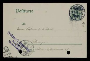 Nr. 11: Postkarte von Otto Blumenthal an David Hilbert, Aachen, 8.3.1906