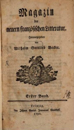 Magazin der neuern französischen Literatur. 1, 1. 1780