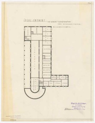 Ideal-Entwurf zu einem Sanatorium für Neubabelsberg, Potsdam: Grundriss Kellergeschoss