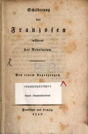 Schilderung der Franzosen während der Revolution