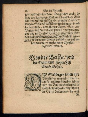 Von der Beicht/ und der Sonn und Hohen Fest Abend Vesper.