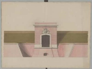 Wesel, Stadttor, Entwurf, Aufriss der Feldseite : Wesel, Stadttor, Entwurf, Aufriss der Feldseite mit Maßangaben, Jean de Bodt, zwischen 1706 und 1727. Feder, Pinsel in Wasserfarbe/Papier. 44,3 x 59,3 cm.