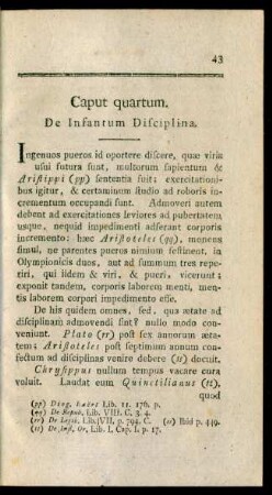 Caput quartum. De Infantum Disciplina