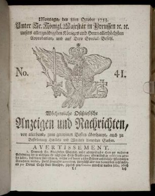 No. 41. Montags, den 8ten October, 1753.