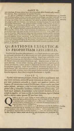Quaestiones Exegeticae In Prophetiam Ezechielis.