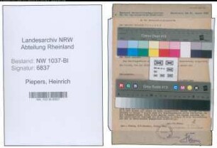 Entnazifizierung Heinrich Piepers , geb. 14.10.1894 (Lehrer)