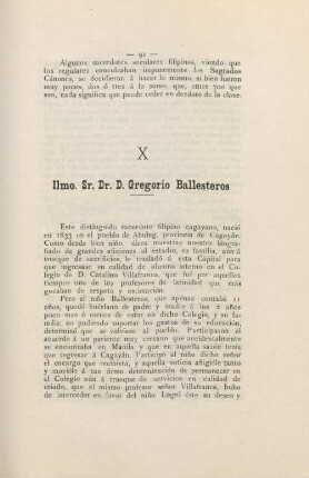 X. Ilmo. Sr. Dr. D. Gregorio Ballesteros