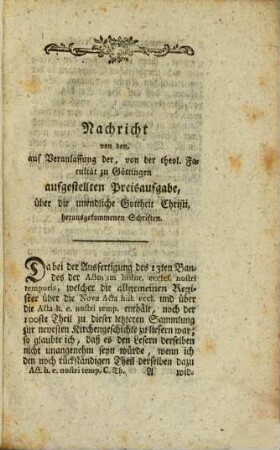 Acta historico-ecclesiastica nostri temporis oder gesammlete Nachrichten und Urkunden zu der Kirchengeschichte unserer Zeit. 13. 1790 = T. 100